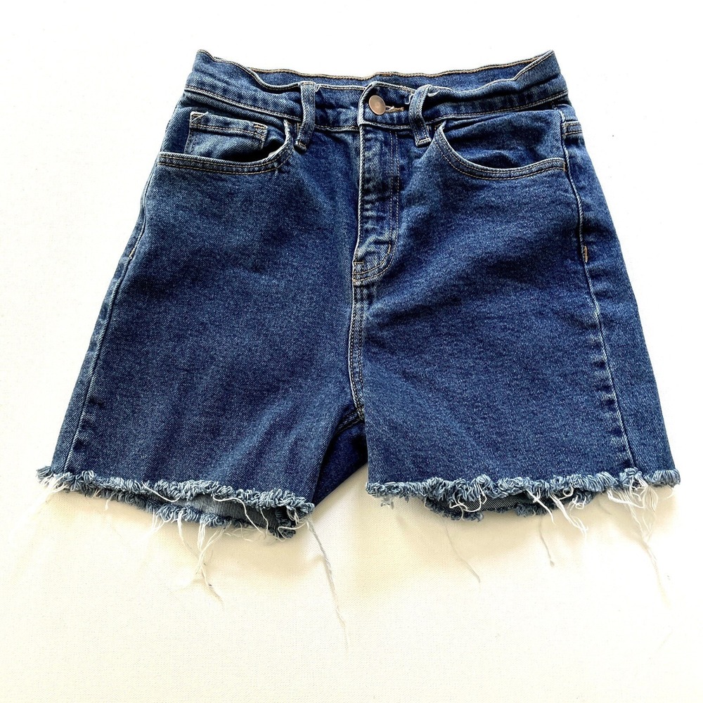 Fashion Nova Womens 5 Blue High Waist Denim Shorts Cutoff Raw Hem Vintage Goth